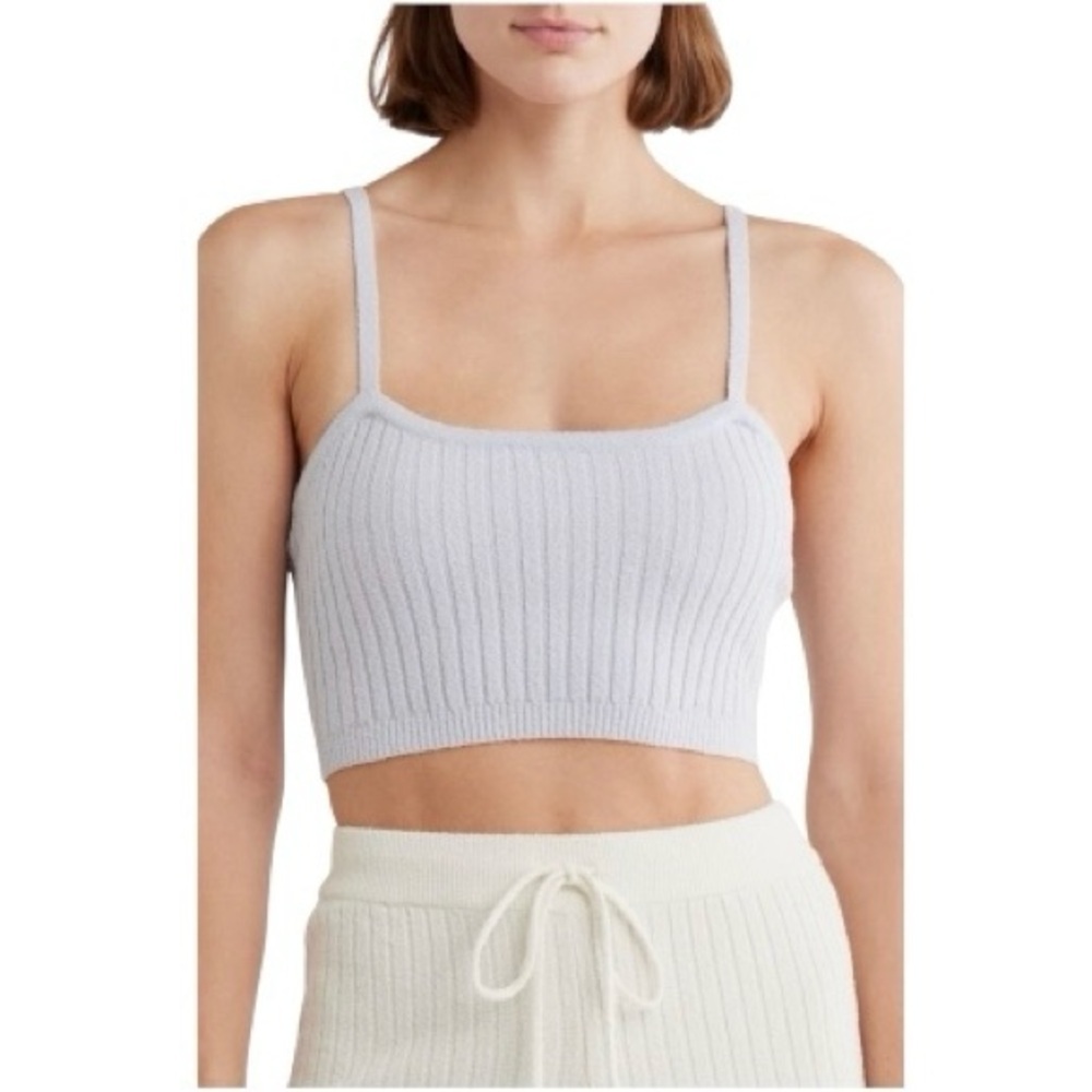 Good American Terry Rib Tube Adjustable Square Neck Cotton Blend Bralette NWT L